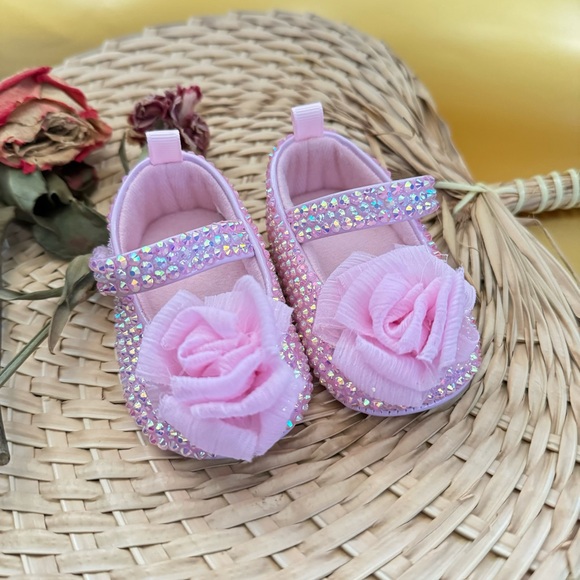 0-3M, 6-9M Pink Beige Rhinestone/Sparkle/Glam/Bling Baby Mary Jane Dress Shoes 0-3M, 6-9M Pink Beige Rhinestone/Sparkle/Glam/Bling Baby Mary Jane Dress Shoes
